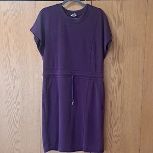 Yelete Plum Short-Sleeve Drawstring Midi Dress